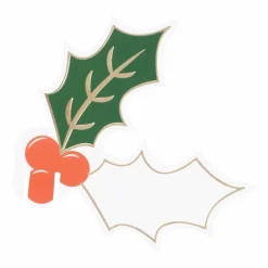 Gold Foiled Holly Drinks Topper (12Pk)