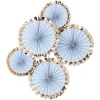 Gold Foiled Pastel Blue Paper Fan Decorations - 38Cm (5Pk)