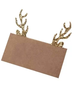 Gold Glitter Antler Kraft Place Cards (10Pk)