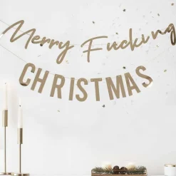 Gold Merry Fucking Christmas Paper Banner - 1.5M