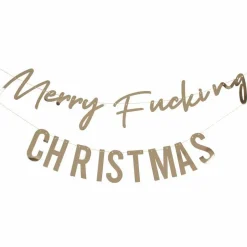 Gold Merry Fucking Christmas Paper Banner - 1.5M