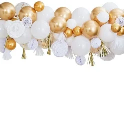 Gold Mix Balloon Garland With Decorations - 80 Balloons