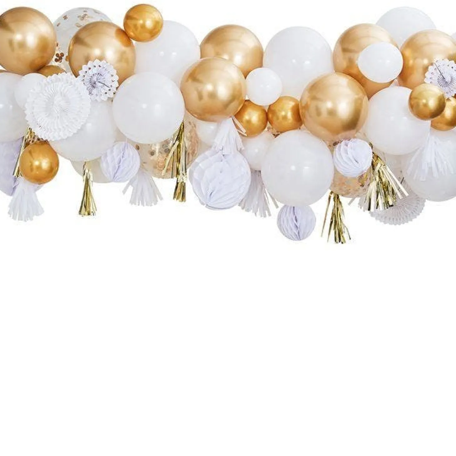 Gold Mix Balloon Garland With Decorations - 80 Balloons