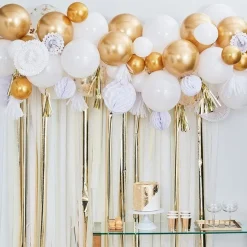 Gold Mix Balloon Garland With Decorations - 80 Balloons
