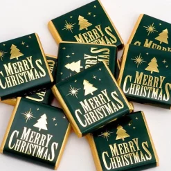 Green & Gold Merry Christmas Chocolate Neapolitans X50