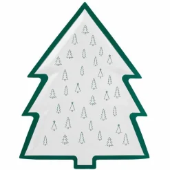 Green & White Tree Print Paper Plates - 30Cm (8Pk)