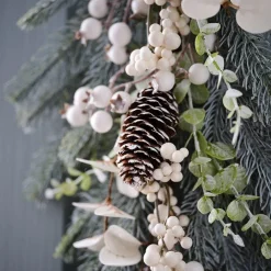 Green And White Foliage Door Swag