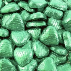 Green Foil Chocolate Hearts - 1Kg