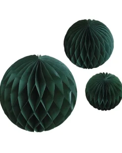 Green Paper Honeycomb Hanging Decorations (3Pk)