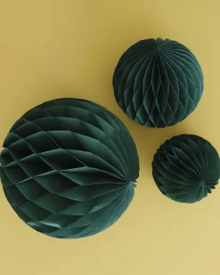 Green Paper Honeycomb Hanging Decorations (3Pk)