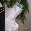 Grey Tree And Stripe Printed Christmas Stocking - 45Cm
