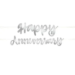 Happy Anniversary Silver Paper Banner - 1.8M