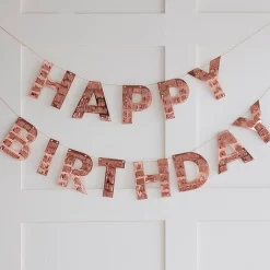 Happy Birthday Rose Gold Fringe Bunting