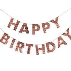 Happy Birthday Rose Gold Fringe Bunting