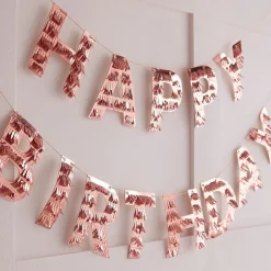 Happy Birthday Rose Gold Fringe Bunting