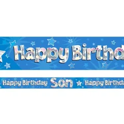 Happy Birthday Son Blue Foil Banner - 2.7M