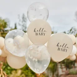 Hello Baby Cloud Confetti Latex Balloons - 12" (5Pk)