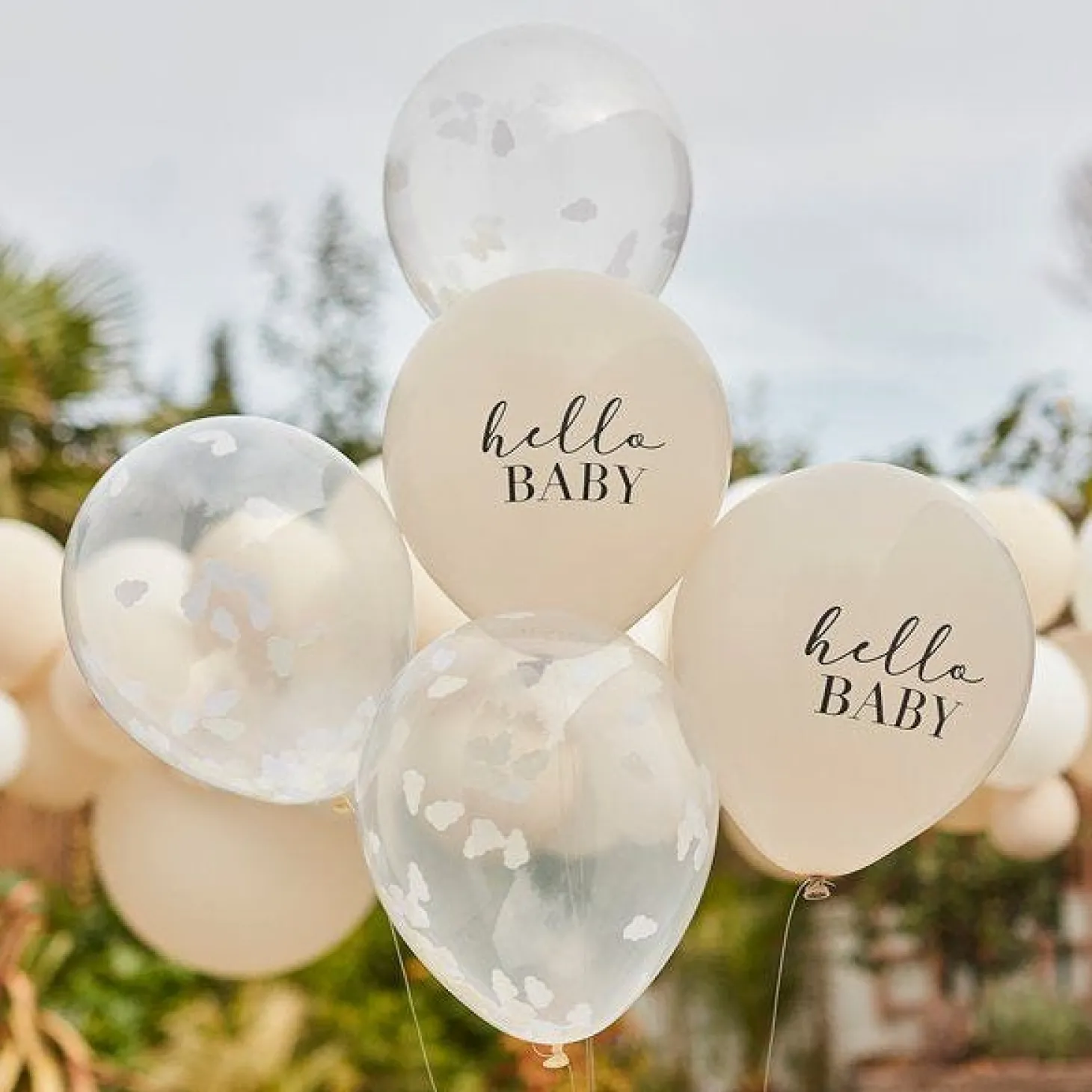Hello Baby Cloud Confetti Latex Balloons - 12" (5Pk)