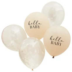 Hello Baby Cloud Confetti Latex Balloons - 12" (5Pk)