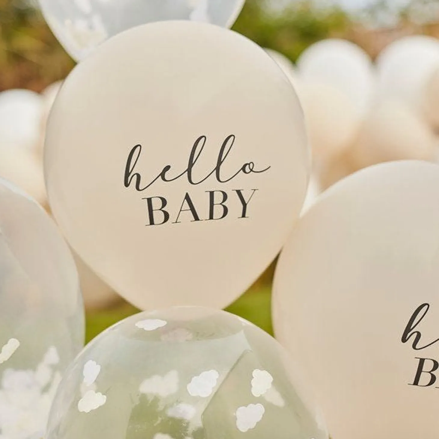Hello Baby Cloud Confetti Latex Balloons - 12" (5Pk)