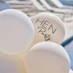 Hen Party White & Silver Latex Balloon Arch With Streamers