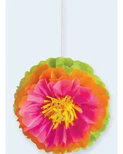 Hibiscus Pom Pom Paper Decorations - 40Cm (3Pk)