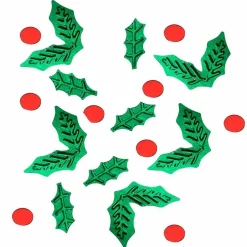 Holly Leaf & Berries Shaped Foil Confetti (13G)