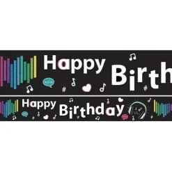 Holographic Music Happy Birthday Banner - 2.7M