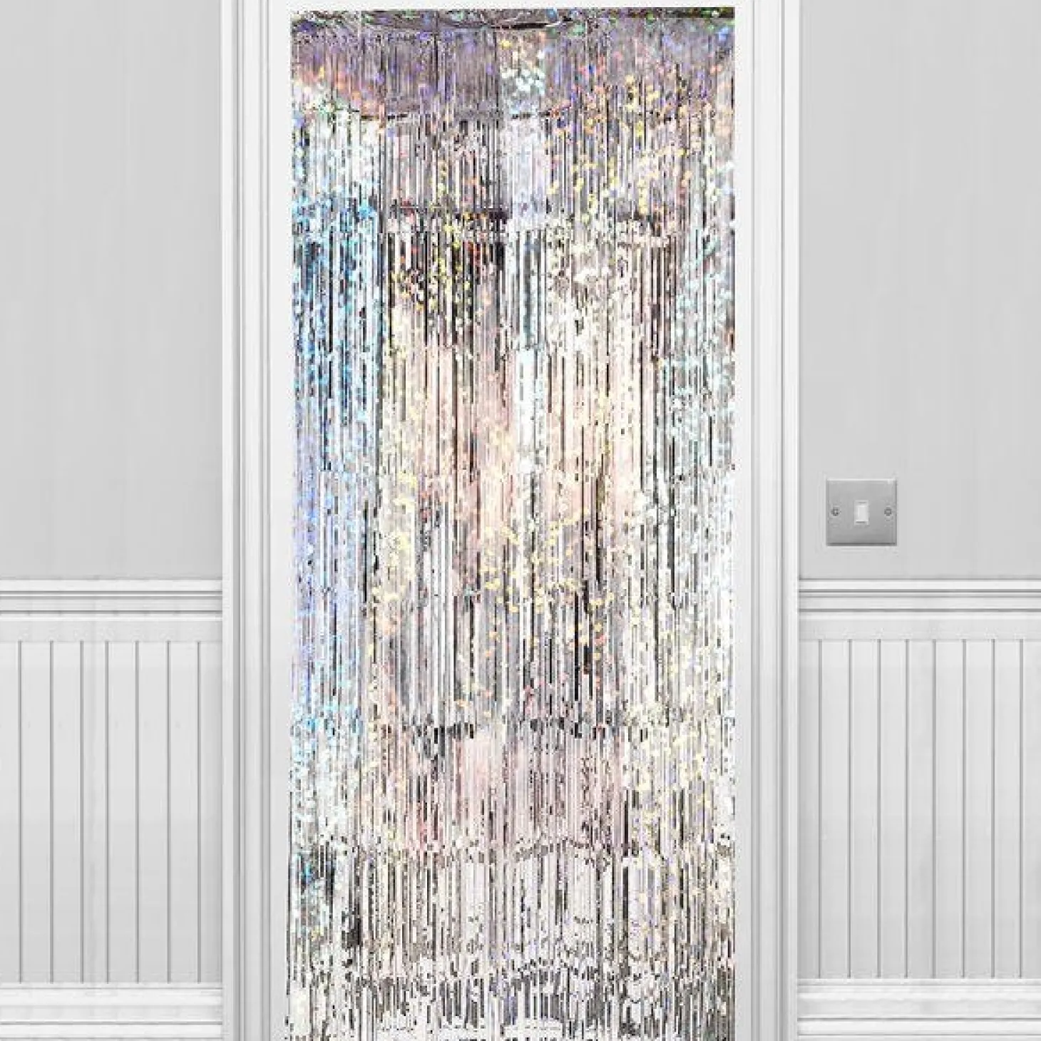 Holographic Silver Foil Door Curtain - 2.4M X 92Cm