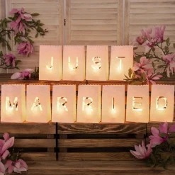 Just Married Lantern Candle Bags - 19Cm (11Pk)