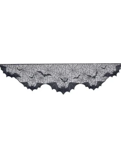 Lace Bat Print Fireplace Drape