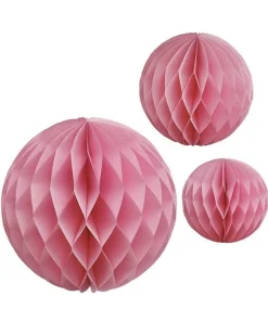 Light Pink Paper Honeycomb Hanging Decorations (3Pk)