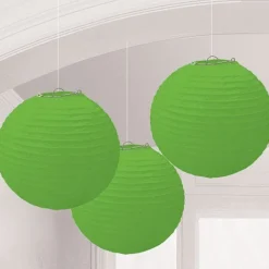 Lime Green Paper Lantern Decorations - 24Cm (3Pk)
