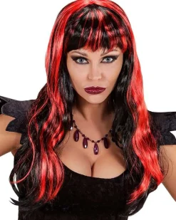 Long Black & Red Wig