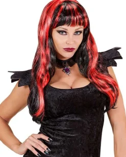 Long Black & Red Wig