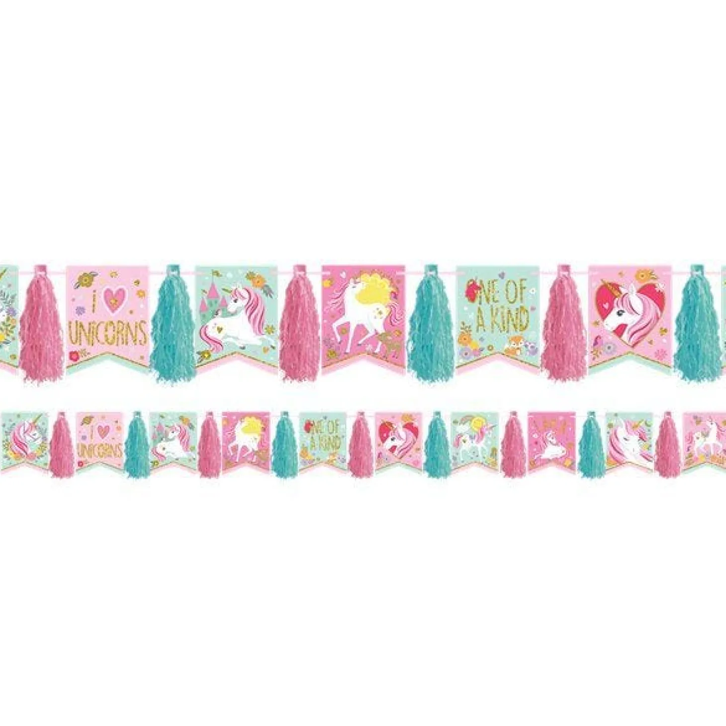 Magical Unicorn Glitter Tassel Garland - 3M