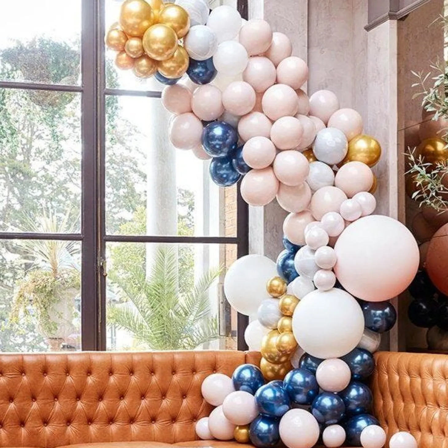 Marble, Navy & Gold Chrome Large Balloon Arch Diy Kit - 200 Balloons