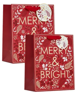 Merry & Bright Mixed Gift Bags (2Pk)