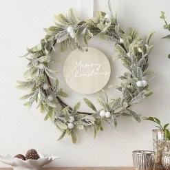 Merry Christmas Mistletoe Wreath Hanging Decoration - 30Cm
