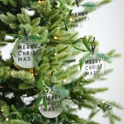 Merry Christmas With Foliage Tree Decorations (4Pk)