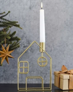 Metal House Dinner Candle Holder