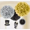 Metallic New Year's Eve Pom Pom Decorations - 40Cm (3Pk)