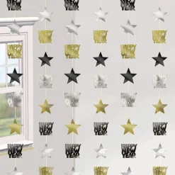 Metallic New Year's Eve String Decorations - 2.1M (6Pk)