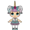 Mini Cute Doll With Large Eyes & Unicorn Horn - 91Cm X 47Cm
