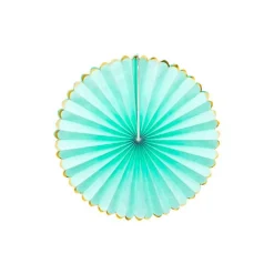Mint Green & Gold Paper Fans (3Pk)