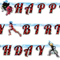 Miraculous Ladybug 'Happy Birthday' Paper Banner - 1.8M