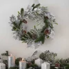 Mistletoe, Pine Cone & Silver Foliage Christmas Wreath - 40Cm