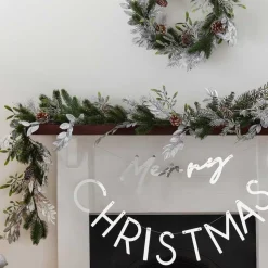 Mistletoe, Pine Cones & Silver Foliage Garland - 1.8M