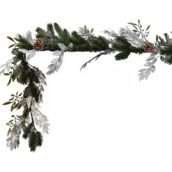 Mistletoe, Pine Cones & Silver Foliage Garland - 1.8M