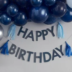 Mix It Up Blue Happy Birthday Tassel Bunting